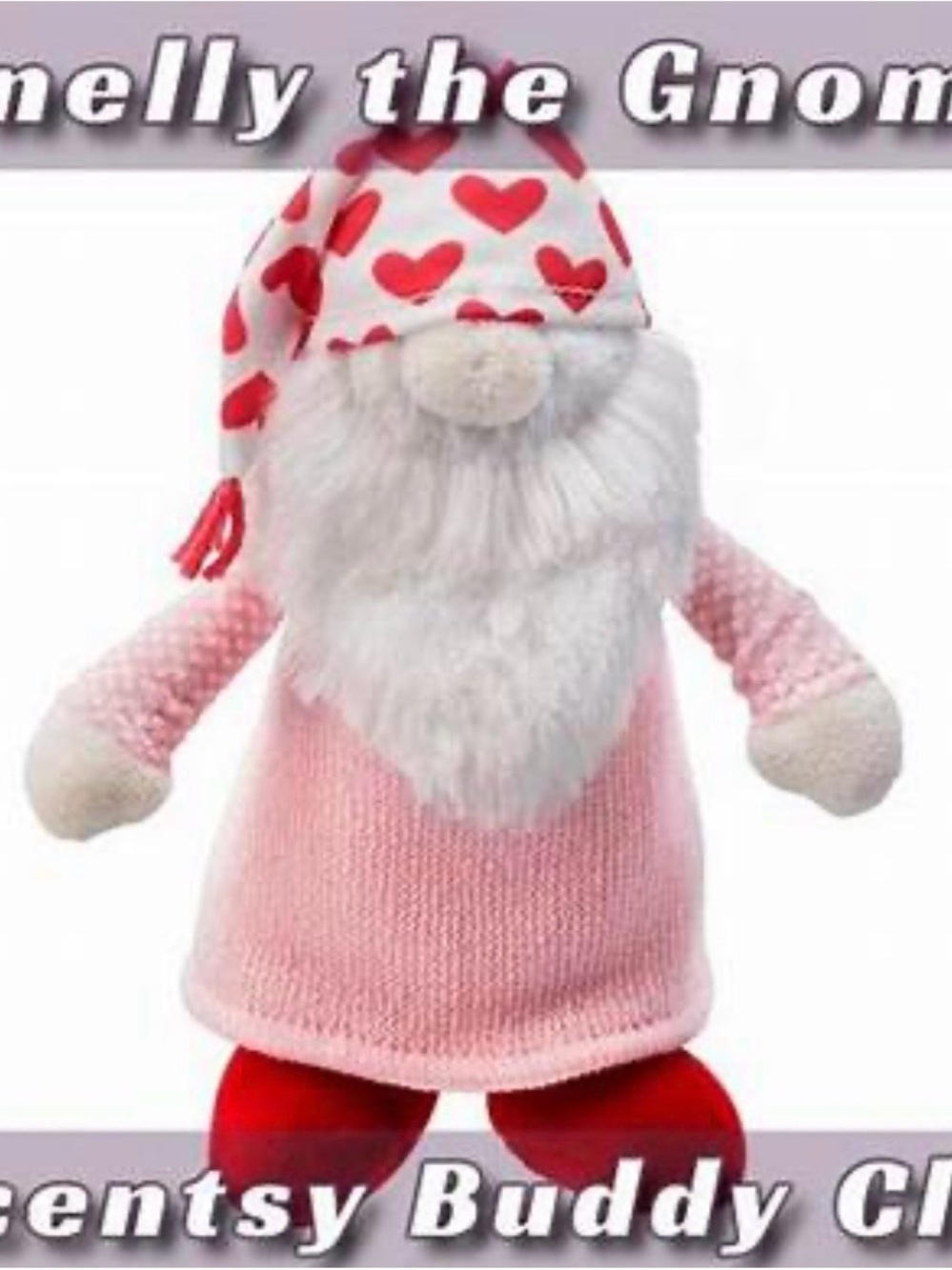 Valentine Heart Hat Pink Gnome Plush